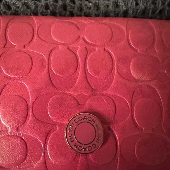Coach Pink Key Card Holder - EUC - with Monogram Embossing - Picture 4 of 8
